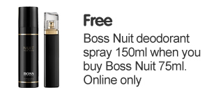 Free Boss Nuit Deodrant Spray 150ml when you buy Boss Nuit 75ml Online Only